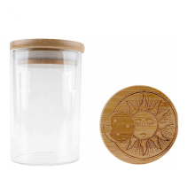 Large Bamboo Glass Spice Jars with Bamboo Lids Candle Containers Glass Spice Weed Jar